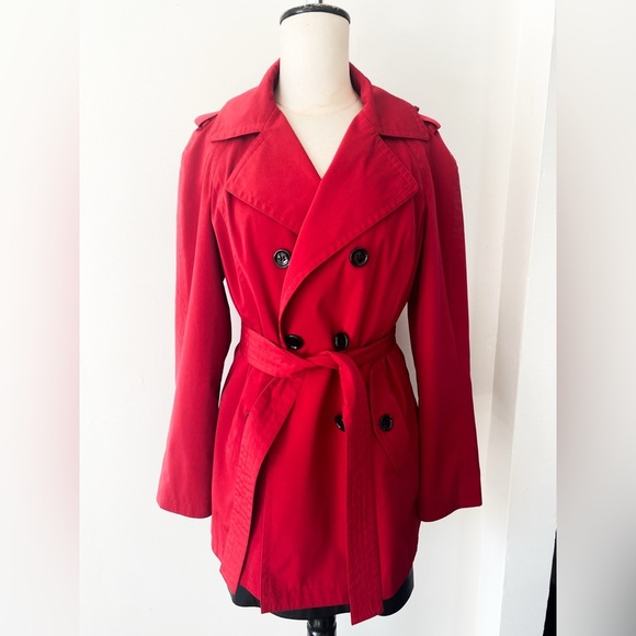 Calvin Klein Red Trench Coat with Sash – Size Small - Picture 1 of 12